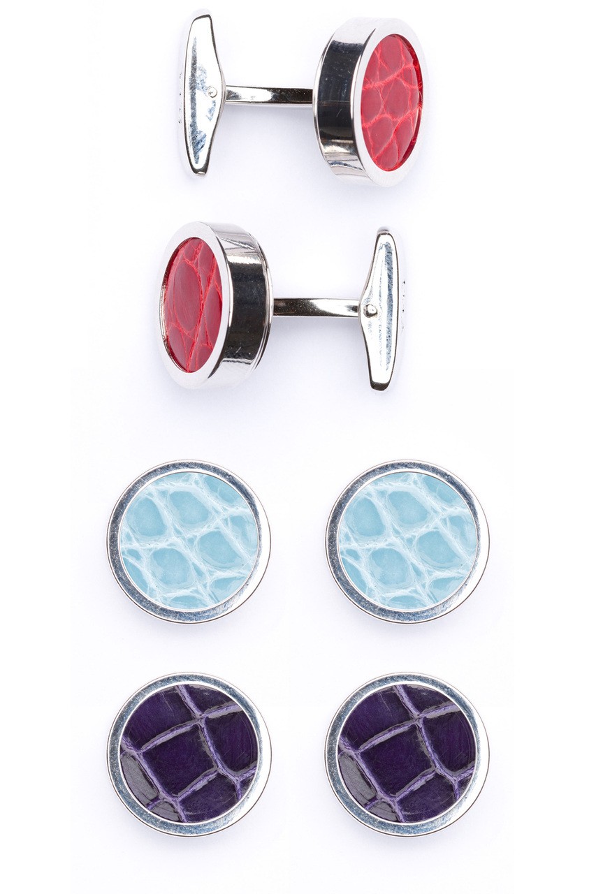 Interchangable Alligator Cufflinks (Red, Light Blue, Purple)