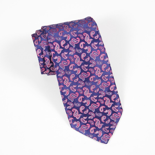 Blue w/ Small Pink Paisley Tie