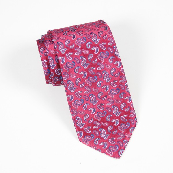 Pink w/ Small Blue Paisley Tie
