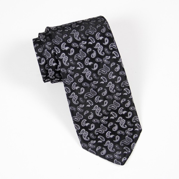 Black w/ Small Silver Paisley Tie