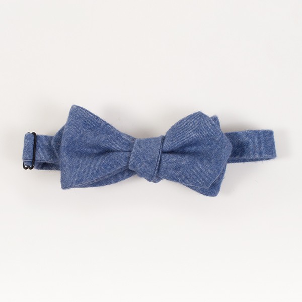 Blue Cashmere Diamond Point Bow Tie