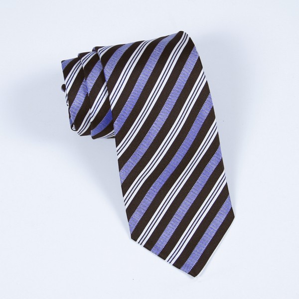 Brown & Light Blue Stripe Tie