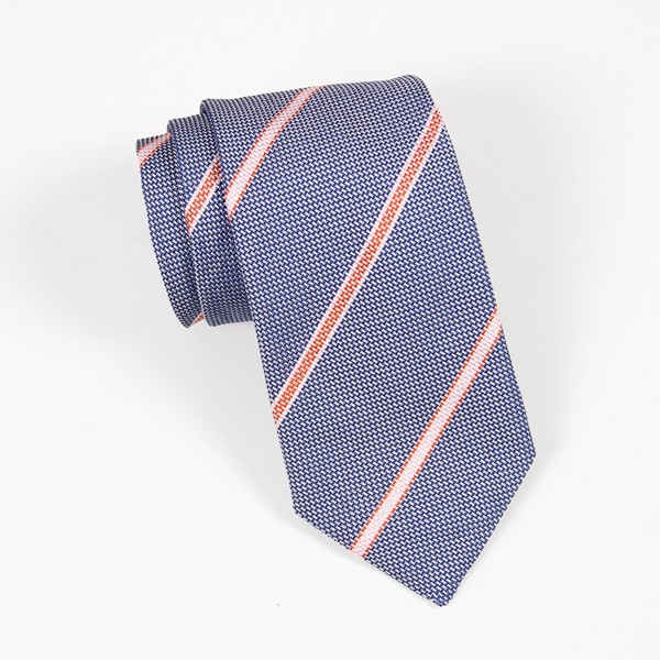 Blue with Orange/Pink Stripe Tie