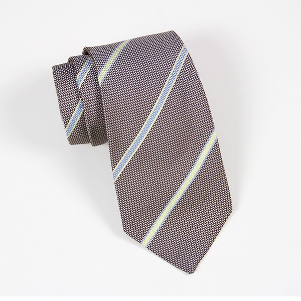 Brown with Light Blue/Yellow Stripe Tie