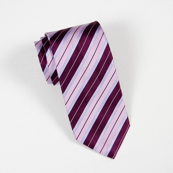 Eggplant Stripe Tie with Light Blue Accents