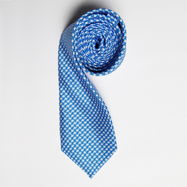 Light Blue Houndstooth Skinny Tie