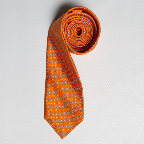 Orange/Blue Tiny Paisley Skinny Tie