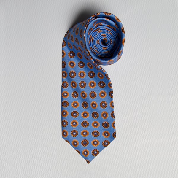 Light Blue/Orange Medallion Tie