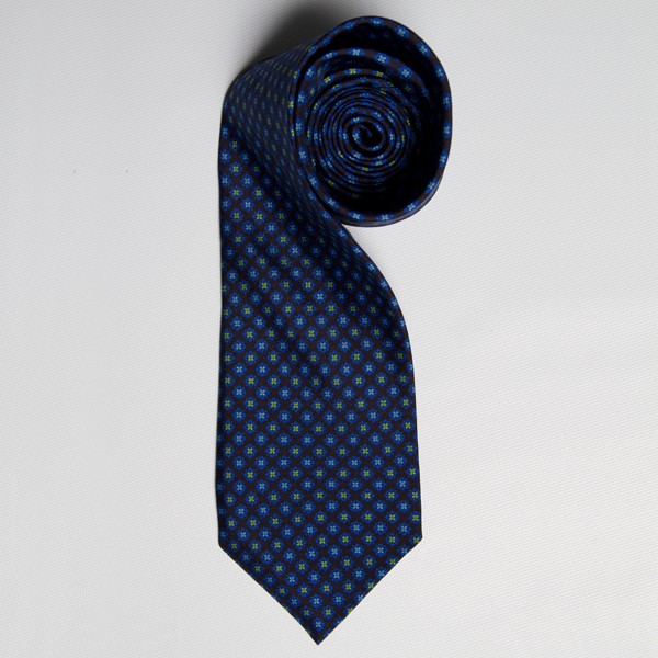 Navy/Light Blue/Green Floral Medallion Tie