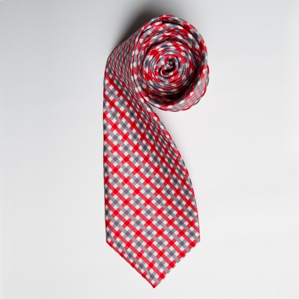 Red/Grey Watercolor Plaid Tie