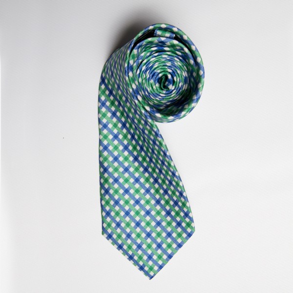 Green/Blue Watercolor Plaid Tie