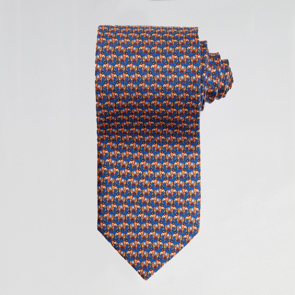 Blue Elephant Print Tie