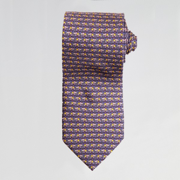 Purple Elephant Print Tie