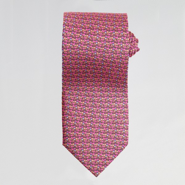 Pink Elephant Print Tie