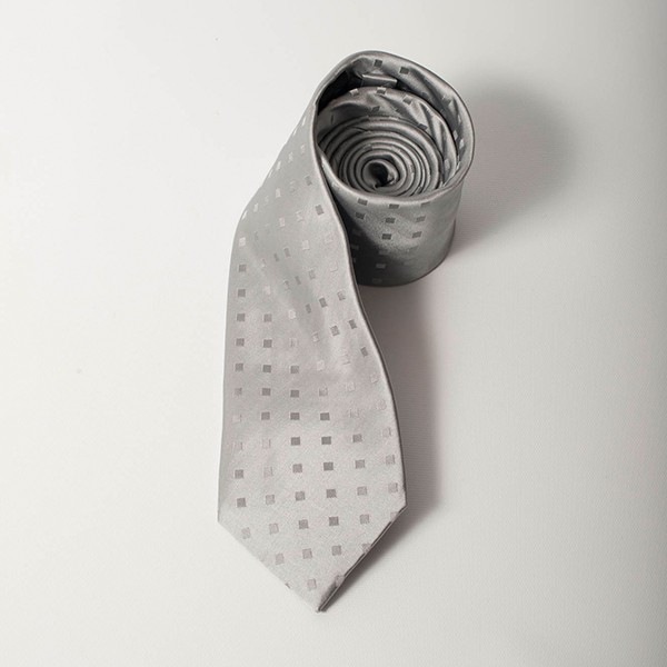 Silver Tonal Square Dot Tie