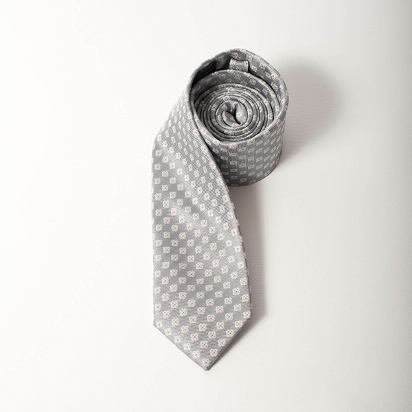 Silver/White Jacquard Tie