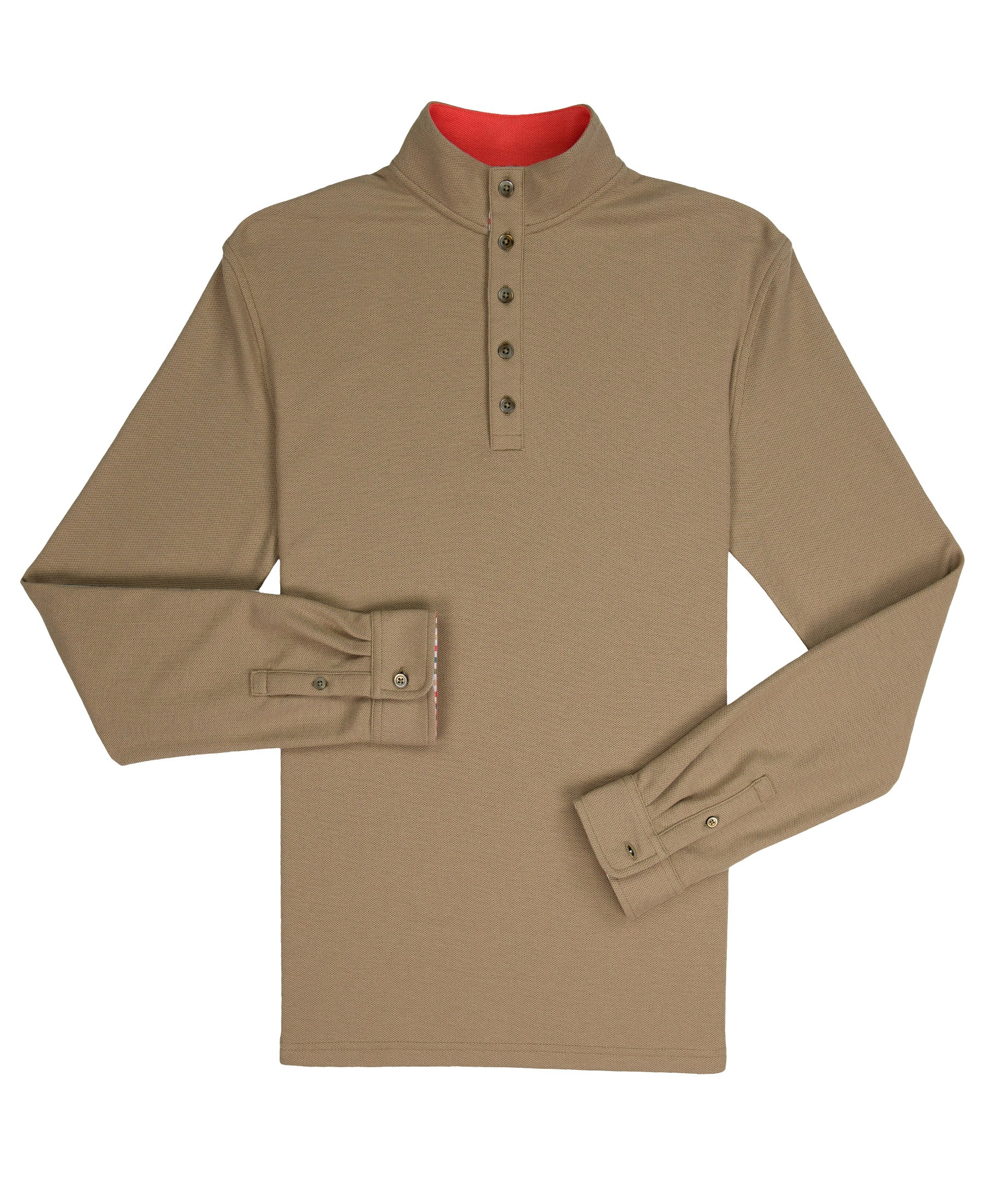 Mock Collar Pullover - New Khaki Comfort Pique