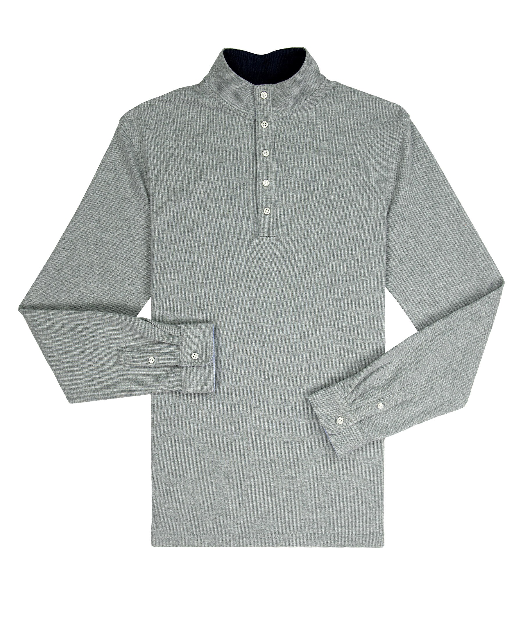 Mock Collar Pullover - Heather Grey Comfort Pique