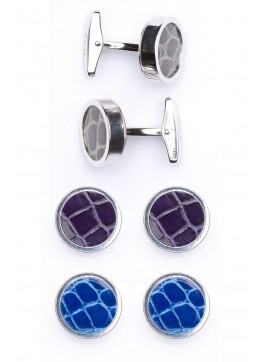 Interchangable Alligator Cufflinks (Gray, Purple, Blue)