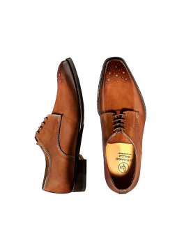 Cognac Deco Toe Lace-up