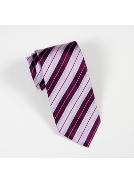 Eggplant Stripe Tie with Light Blue Accents