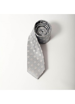 Silver/White Jacquard Tie