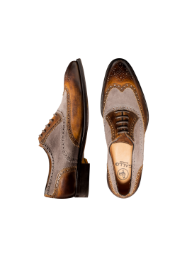 Suede and Leather Deco Wingtip Lace-up