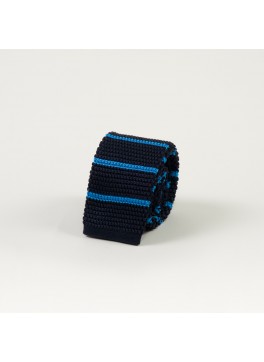 Navy w/ Horizontal Blue Stripe Knit Tie