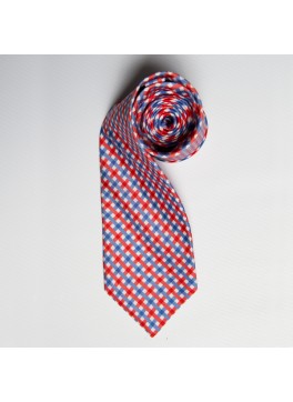 Red/Blue Watercolor Plaid Tie